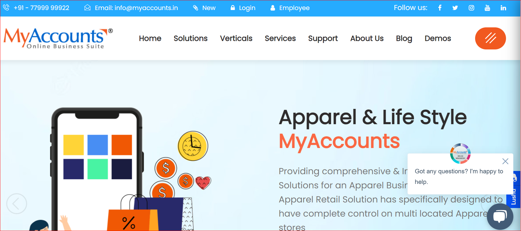 screenshot of Myaccounts AppRetail